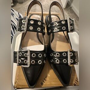 Mix No. 6 Black Double Buckle Heels